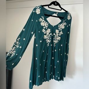 Free People Teal Flower Dress